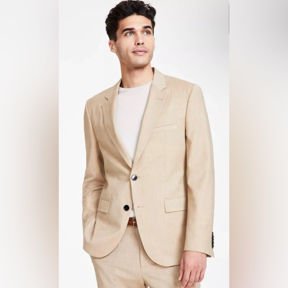 HUGO Men's Beige cream performance blazer suit jacket 36R Karl 232X modern fit